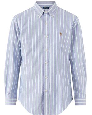 Ralph Lauren Custom Fit Stripe Oxford Shirt - Blue