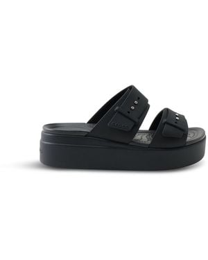 Crocs™ Brooklyn Buckle Low Wedge Sandals - Black
