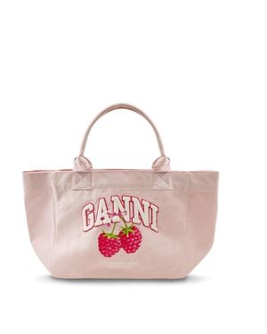 Ganni Medium Trapeze Shopper Bag Print - Pink