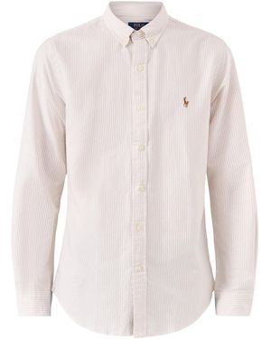 Ralph Lauren Slim Fit Stripe Oxford Shirt - White