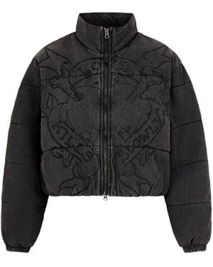 Ed Hardy Love Kills Quilted Puffer Jacket - Black