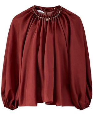 Zimmermann Aster Gathered Bead Blouse Burgundy