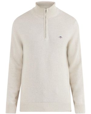 GANT Regenerative Half-Zip Knitted Jumper - White