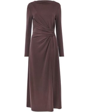 Whistles Ruched Detail Midi Dress - Purple
