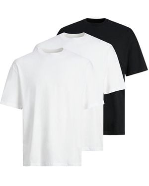 Jack & Jones 3 Pack Loose Fit T-Shirts Multi - Black