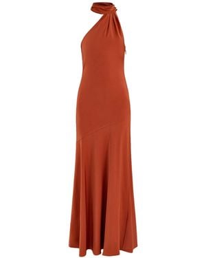 Club L London Cara Satin High-Neck Maxi Dress - Red