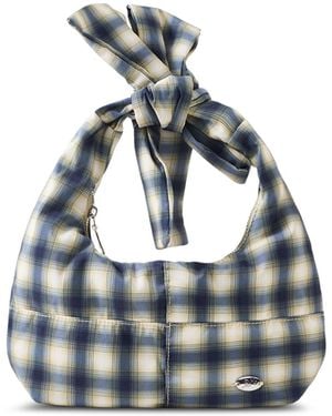 Damson Madder Roo Check Tie Bag, Nylon - Blue