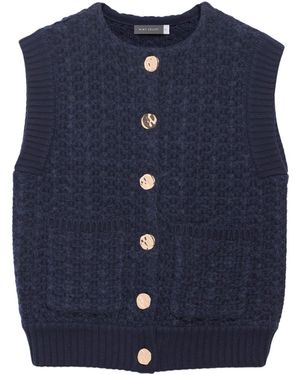 Mint Velvet Women's Navy Boucle Sleeveless Jacket - Blue