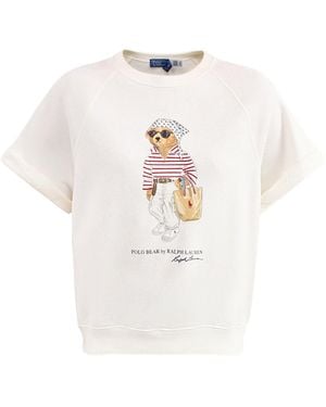 Polo Ralph Lauren Bear Short Sleeve Knit Sweatshirt Cream - White