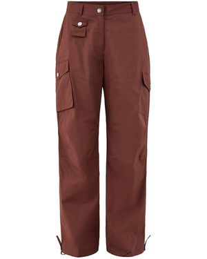 Ganni Stretch Pocket Cargo Trousers - Red