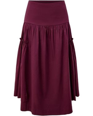 Damson Madder Berta Flared Midi Skirt Burgundy - Purple