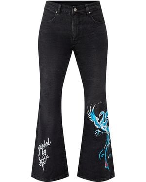 Ed Hardy Rising Phoenix Flared Jeans - Blue