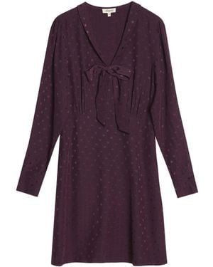 Albaray Jaquard Spot Bow Dress - Purple