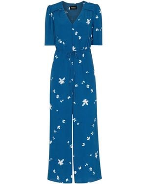 Whistles Sun Bleached Floral Jumpsuit - Blue
