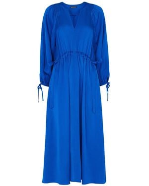 Whistles Molly Satin Ruched Dress - Blue