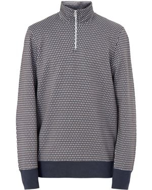 Paul Smith 1/4 Zip Pattern Cotton Sweatshirt - Grey