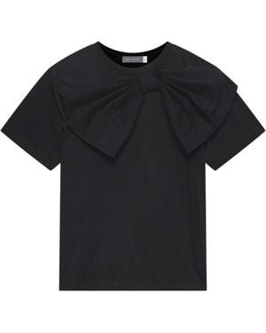 Mint Velvet Women's Woven Bow T-shirt - Black