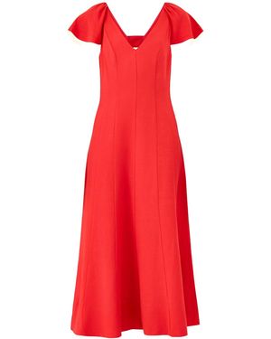roandzo Flutter Sleeve Blend Dress - Red
