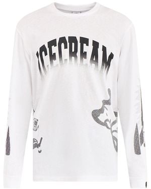 ICECREAM Halftone Multi Logo Long Sleeve T-Shirt - White