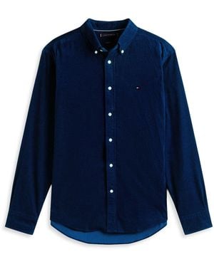 Tommy Hilfiger Regular Fit Flag Embroidery Corduroy Shirt - Blue