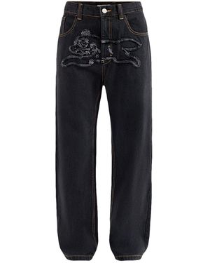 ICECREAM Appliqué Running Dog Double Scoop Jeans - Black