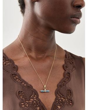 Tilly Sveaas Enamel Small T-Bar Necklace - Brown