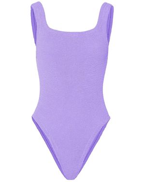 Hunza G Square Neck Crinkle Swimsuit - Purple