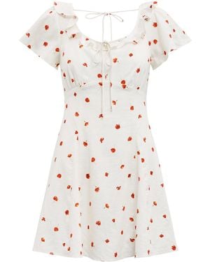 Forever New Riley Petite Ruffle Neck Mini Dress - White