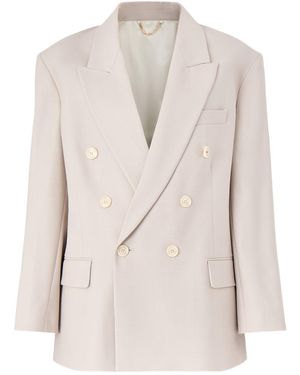 Victoria Beckham Relaxed Double Breasted Jacket - Natural