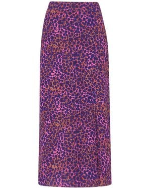 Whistles Mottled Leopard Midi Skirt - Purple