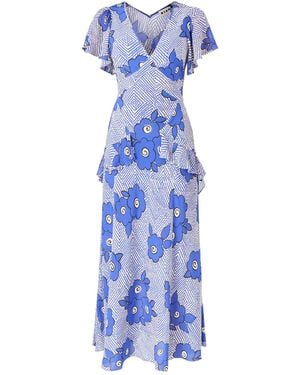 RIXO London Evie Dress Milos Floral - Blue
