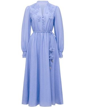 Forever New Yasmin Floral Detail Midi Dress - Blue
