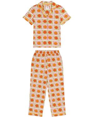 Chelsea Peers Sunshine Grid Long Pyjama Set - White