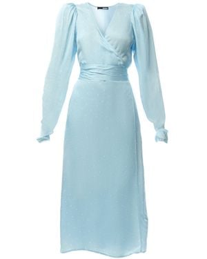 ROTATE BIRGER CHRISTENSEN Textured Midi Wrap Dress - Blue