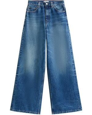 Tommy Hilfiger High Rise Wide Leg Jeans Mid Denim - Blue