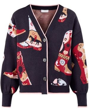 Never Fully Dressed Cowboy Boots Cardigan - Blue