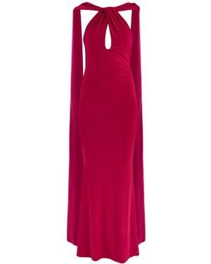 Club L London Rhoda Twist Halterneck Cape Maxi Dress - Pink