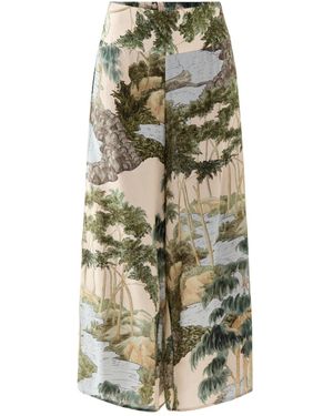 One Hundred Stars Crepe Palazzo Trousers Jeans - White