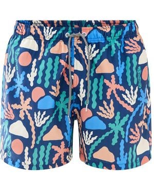 Boardies Palm Springs Mid Length Swim Shorts - Blue