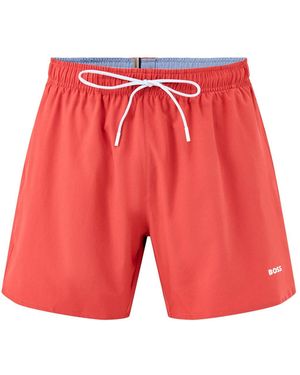 BOSS Tio Contrast Waistband Swim Shorts - Red