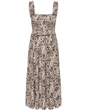 ONLY Lumira Smock Midi Dress Multi - White
