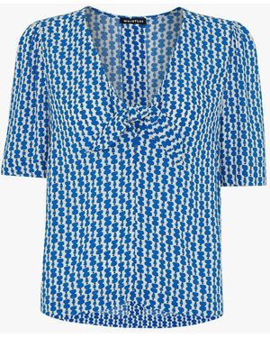Whistles Vertical Stack Bow Top, Viscose - Blue