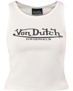 Von Dutch Rib Vest Top - White