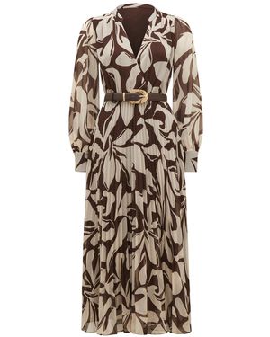 Forever New Saskia Pleated Wrap Midi Dress - Natural