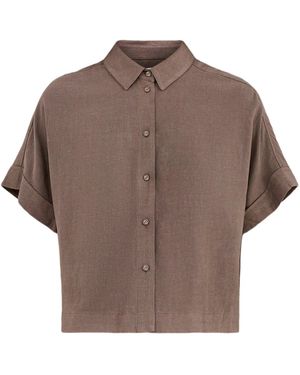 SELECTED Slfviva Ss Cropped Sun Shirt Noos - Brown