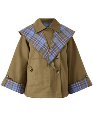 Damson Madder Jerry Crop Trench Coat Organic - Green