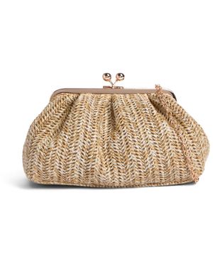 Anna Cecere Top Clip Small Clutch With Chain Bag - Natural