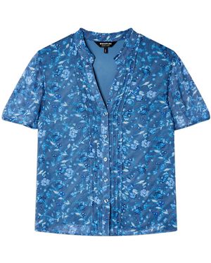 Whistles Ditsy Floral V-Neck Blouse - Blue