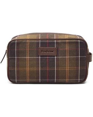 Barbour Tartan Washbag - Brown