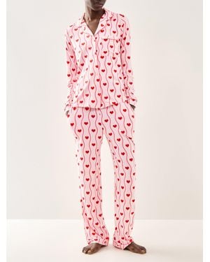 Chelsea Peers Heart Wave Long Pj Set - Pink